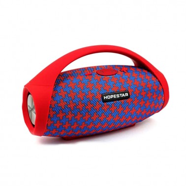 Портативная блютуз колонка Speaker Hopestar H32 WS Красная с синим 10 ВТ беспроводная с флешкой радио и хорошим стерео звуком Bluetooth 4.2 влагозащита USB (47575 I)