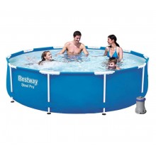 Бассейн каркасный круглый из ПВХ для дачи и дома BestWay 56679 для детей и взрослых с металлическим каркасом объём 4678 л 305х76 см + фильтр с насосом Бассейн каркасный круглый из ПВХ для дачи и дома BestWay 56679 для детей и взрослых с металлическим каркасом объём 4678 л 305х76 см + фильтр с насосом