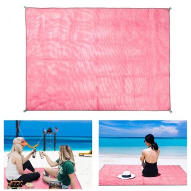 Підстилка анти-пісок Sand Free Mat Pink килимок туристичний для пляжу та пікніка 200 x 200 см з металевими кільцями для кріплення (46596)