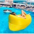 Надувной диван и кресло 2 в 1 ламзак AirPuff Yellow шезлонг и лежак для отдыха и плавания 240 х 75 см двухслойный + сумка (46711 DI)
