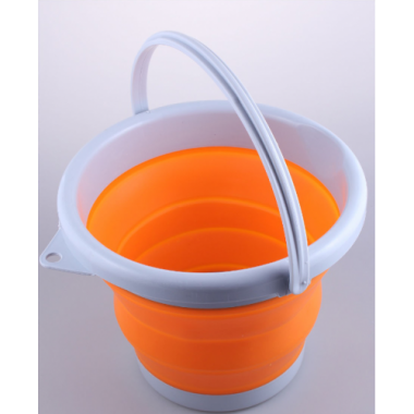 Ведро складное туристическое Collapsible Bucket Orange силиконовое круглое для для рыбалки воды и пищевых продуктов на 10 л + петля для подвешивания (48345)