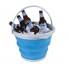 Ведро складное туристическое Collapsible Bucket Blue силиконовое круглое для для рыбалки воды и пищевых продуктов на 10 л + петля для подвешивания (47550 I)