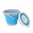 Ведро складное туристическое Collapsible Bucket Blue силиконовое круглое для для рыбалки воды и пищевых продуктов на 10 л + петля для подвешивания (47550 I)