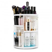 Органайзер для хранения косметики украшений и бижутерии Cosmetic Storage Box 3D Rotating 360° поворотный акриловый контейнер на 3 яруса раскладной Белый (48679)