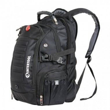 Рюкзак мужской городской Intertool BX-9020 Black 20 л с AUX выходом к наушникам на лямке и USB эргономическая спинка усиленная ручка 3 отделения