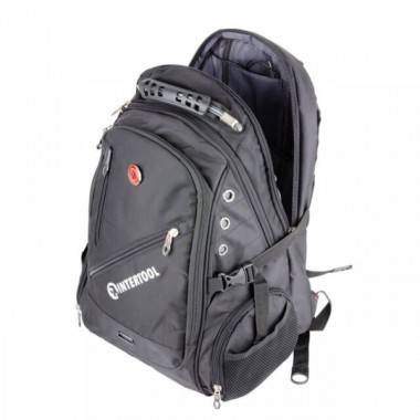 Рюкзак мужской городской Intertool BX-9023 Black 20 л с AUX выходом к наушникам на лямке эргономическая спинка усиленная ручка 3 отделения