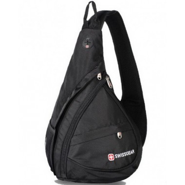Мужская сумка через плечо Swissgear Wenger 701 Small Black однолямочный маленький рюкзак с 4 карманами на молнии и 2 сеточных кармана (46221 I)