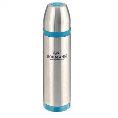 Термос металлический питьевой Bohmann BH-4491-blue с колбой из нержавеющей стали и узким горлом для чая кофе и других напитков на 0,8 литра (BH-4491-blue)