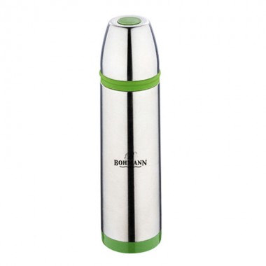 Термос металлический питьевой Bohmann BH-4491-green с колбой из нержавеющей стали и узким горлом для чая кофе и других напитков на 0,8 литра