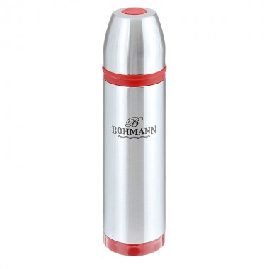 Термос металлический питьевой Bohmann BH-4491-red с колбой из нержавеющей стали и узким горлом для чая кофе и других напитков на 0,8 литра
